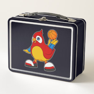 Papegaai als basketballer met basketbal