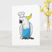 Papegaai als chef met koksmuts kaart (Gele Bloem)