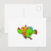 Papegaai als wandelaar met rugzak briefkaart (Voorkant / Achterkant)