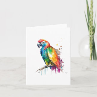 Papegaai B Vogelportret in Waterverven & Pen Feestdagen Kaart