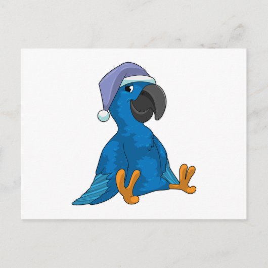 Papegaai bij slapen met nachtmuts briefkaart (Voorkant)