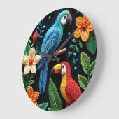 Papegaai en toekan in een bos met kralen grote klok (Hoek)