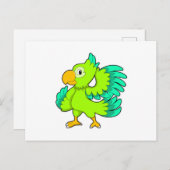 Papegaai groen briefkaart (Voorkant / Achterkant)
