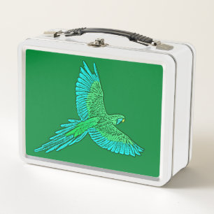 Papegaai in vlucht, jade groen en turquoise