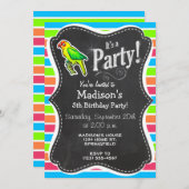 Papegaai; Kleurrijke Retro Neon Regenboog Kaart (Voorkant / Achterkant)