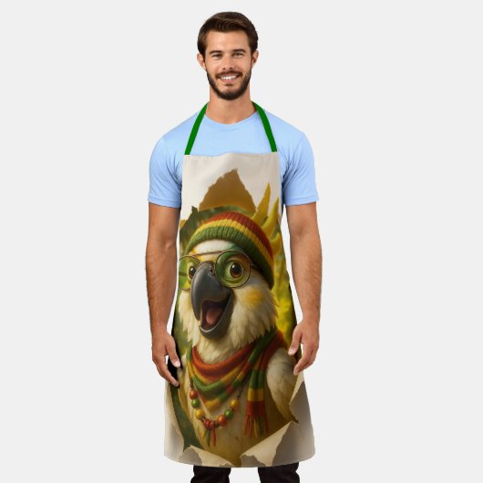 Papegaai Kookschort – Vrolijk Tropisch Design Schort (Gedragen)