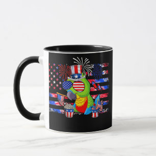 Papegaai met Amerikaanse vlag zonnebril Gelukkig 4 Mok