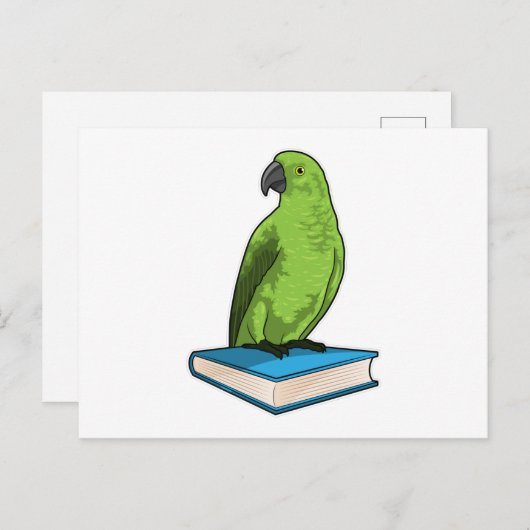 Papegaai met boek briefkaart (Voorkant / Achterkant)