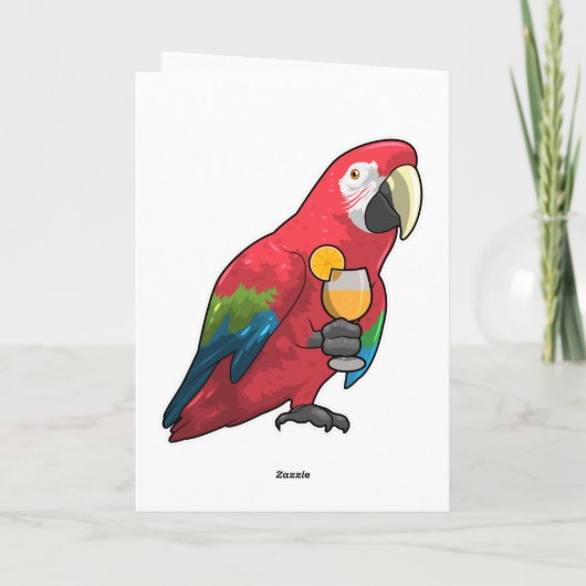 Papegaai met glas sinaasappelsap kaart (Achterkant)