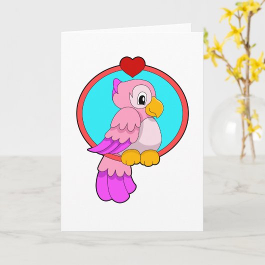 Papegaai met Hart Kaart (Gele Bloem)