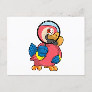 Papegaai met vergrootglas briefkaart