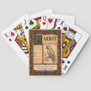 Papegaai, middeleeuwse bestiariumkunst pokerkaarten