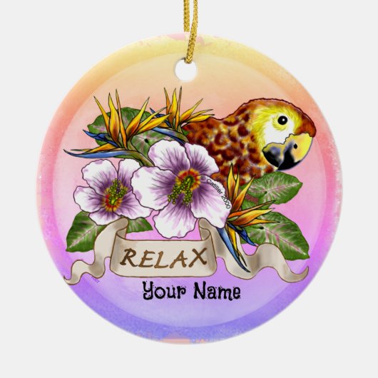 Papegaai ontspant keramisch ornament (Voorkant)