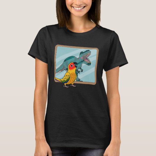 Papegaai & Rex Reflectie I Zonnekonkoer T-shirt (Voorkant)