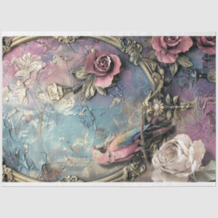 Papegaai, Shabby Chic, Siervogel & Bloemenkunst Tissuepapier