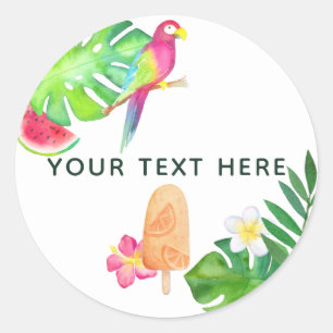 Papegaai Tropische Aquarel Zomerfeest Ronde Sticker