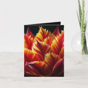 Papegaai Tulp Bloemen Rood en Geel Notitiekaartje