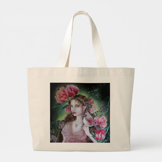 Papegaai tulp fee grote canvas tas (Achterkant)