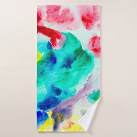 papegaai, vogel Abstracte Waterverf gr Badhanddoek (Badhanddoek)