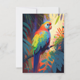 Papegaai Vogel Dier Portret Schilderen Wildlife Gr Bedankkaart