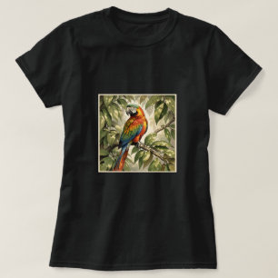 Papegaai vogel op boom tekening t-shirt