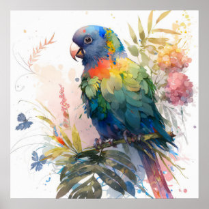 Papegaai Vogel Portret Dier Schilderen Wildlife Gr Poster