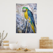 papegaai_vogel_schilderij poster (Keuken)