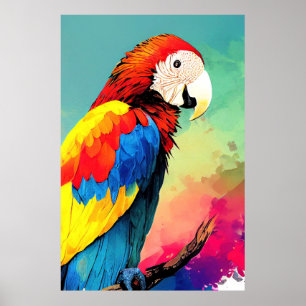 Papegaai Vogel Wild Natuur Dier Kleur Kunst Schild Poster