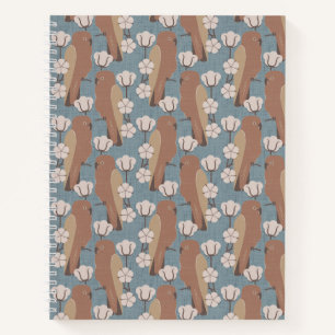 Papegaaien en katoenen bloem notitieboek