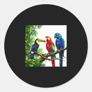 Papegaaien tropische vogels hawaii strandfeest zom ronde sticker