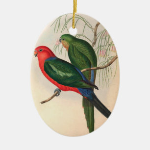  papegaaien, vogelillustratie, Bohemen Keramisch Ornament