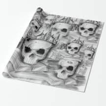 Papel de Embrulho, Rolo 76cm x 180 cm caveira