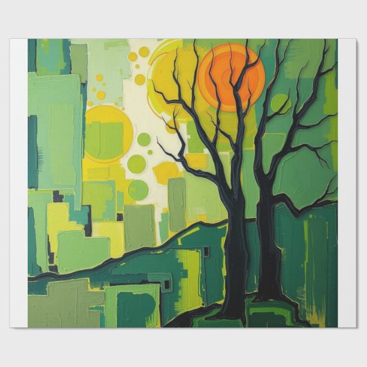 Papel de Presente com paisagem verde Cadeaupapier (Vlak)