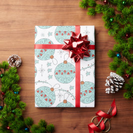 Papel de regalo navideño bolas turquesa cadeaupapier