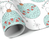 Papel de regalo navideño bolas turquesa cadeaupapier (Rol Hoek)