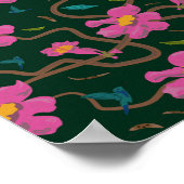 Papel diseño botanico flores colibri poster (Hoek)