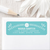 Papel Picado Adresse de retour Étiquettes - Bleu (En situation)