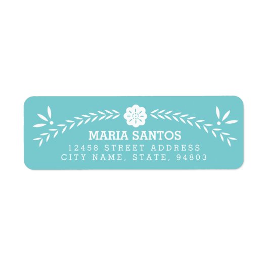 Papel Picado Adresse de retour Étiquettes - Bleu (Devant)