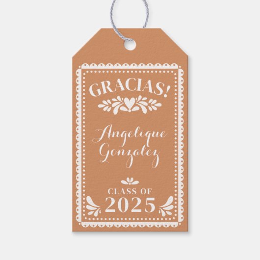 Papel Picado Afstuderen Dank u partij gunst Labels Cadeaulabel (Voorkant)