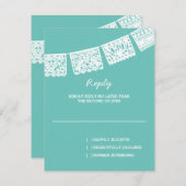 Papel Picado Aqua | Carte RSVP de réponse Mariage (Devant / Derrière)