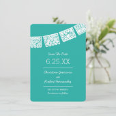 Papel Picado Aqua Clair | Mariage Save The Date (Debout devant)