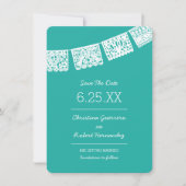 Papel Picado Aqua Clair | Mariage Save The Date (Devant)