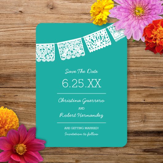 Papel Picado Aqua Clair | Mariage Save The Date