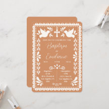 Papel Picado Baptême Parti Mexicain Invitation