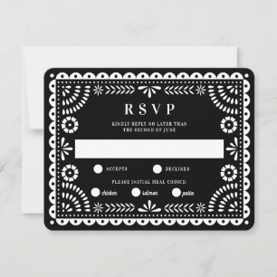 Papel Picado Black   RSVP-kaart voor weduwenantwoo RSVP Kaartje