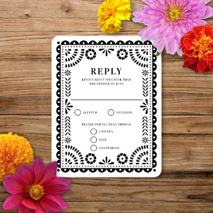 Papel Picado Black   RSVP-kaart voor weduwenantwoo RSVP Kaartje