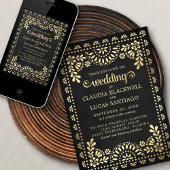 Papel Picado Black Wedding Kaart