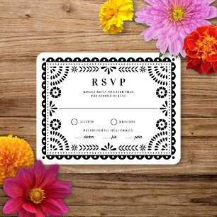 Papel Picado Black White RSVP-kaart voor weduwen RSVP Kaartje