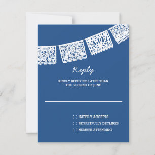 Papel Picado Blue   RSVP-kaart voor weduwenantwoor RSVP Kaartje