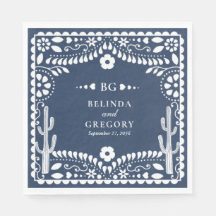 Papel Picado Boda Mexicaanse Rustieke Blauwe Huwel Servet